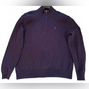 Navy Vintage Polo Ralph Lauren Pima Cotton 1/4 Zip Sweater XL